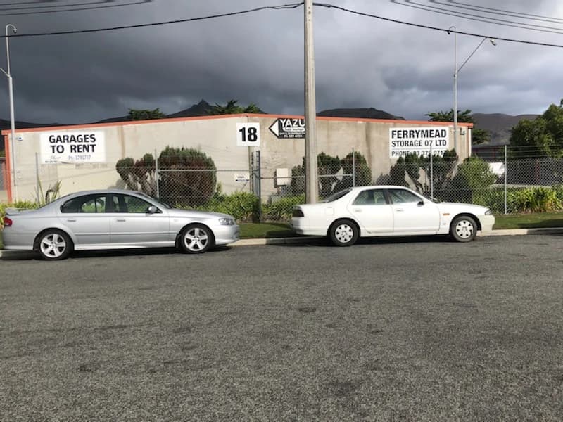 Ferrymead Storage at 18 Settlers Crescent, with the Garages to Rent sign on the wall